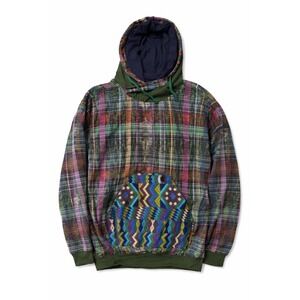 Ixchel Guatemalan Woven Hoodie Small Unisex Plaid Embroidered Pocket Festival